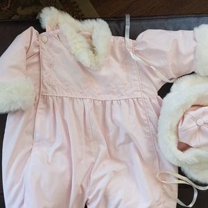 Pink baby coat & hat